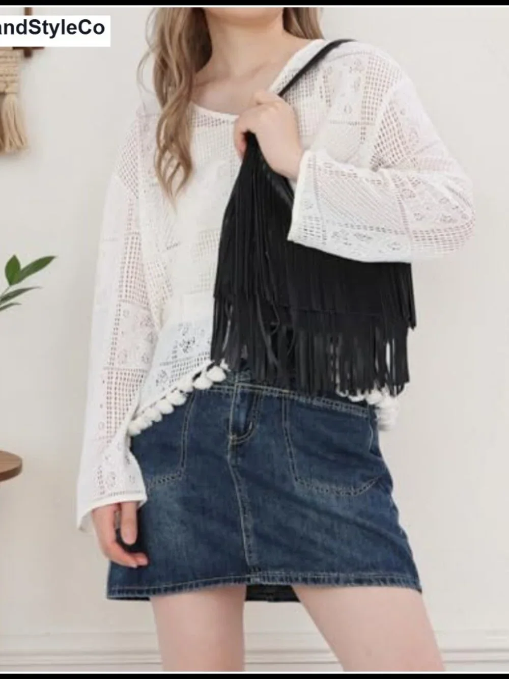 Vegan Leather Fringe Hobo Bag Tassel Shoulder Purse Western Crossbody Tote